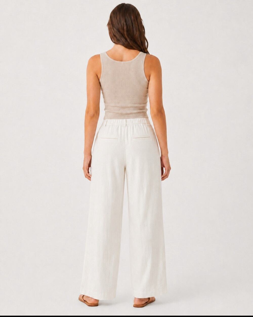 Coastal Minimalist Lagenlook J. Jill Linen Straight Pants sz 18 Plus Size Cream